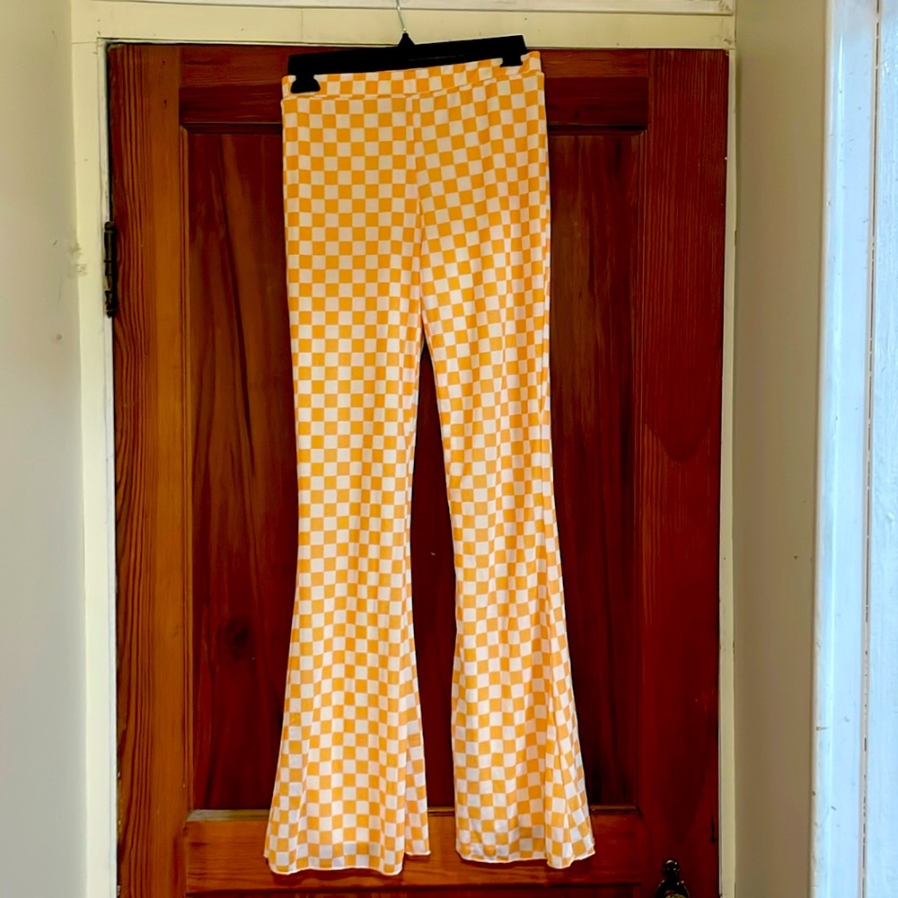 Altar’d State Orange&White checkerboard pants